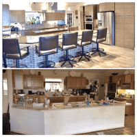 Island kitchen remodeling photo - before and after